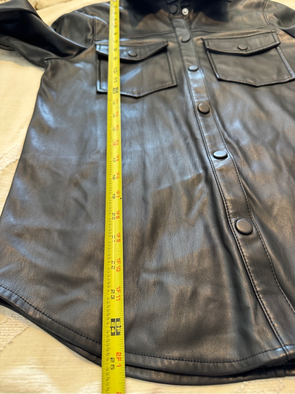 NA-KD Women’s 34 Extra Small Black Faux Leather Shirt Jacket Shacket - Picture 8 of 8